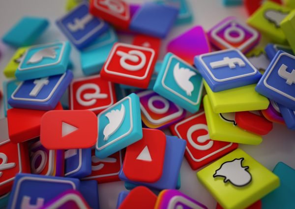 Pile of 3D Popular Social Media Logos